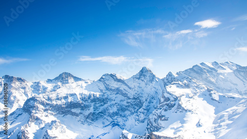 Panoramic view with Landscape background with Alps mountain in Schilhorn and clear with blue sky , Switzerland,European -Travel concept