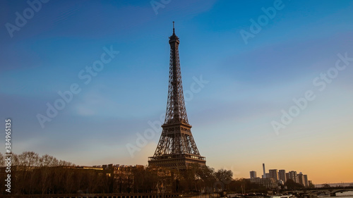 Beautiful of sunset sky scene with the landmark of Eiffel tower and dusk sky scene in Paris, France, tourism in Europe,Travel concept