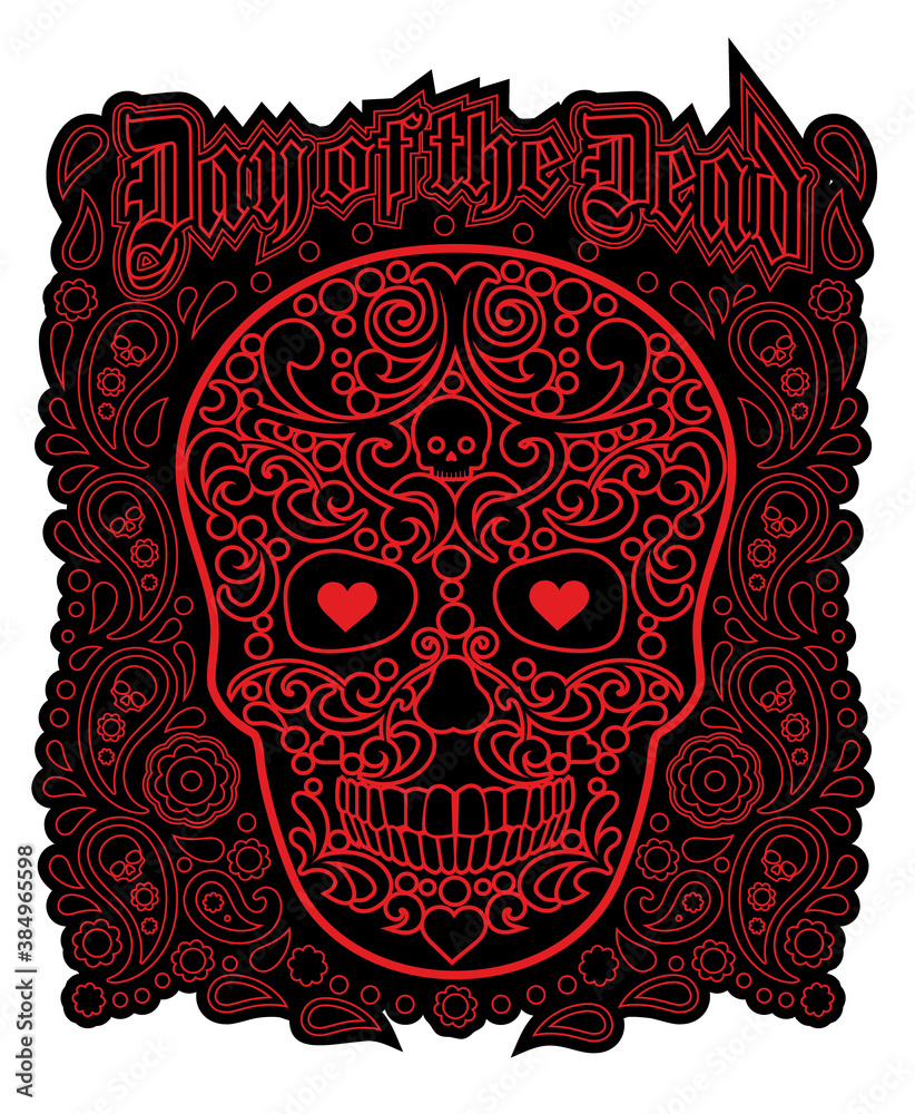 skull and paisley, grunge vintage design t shirts
