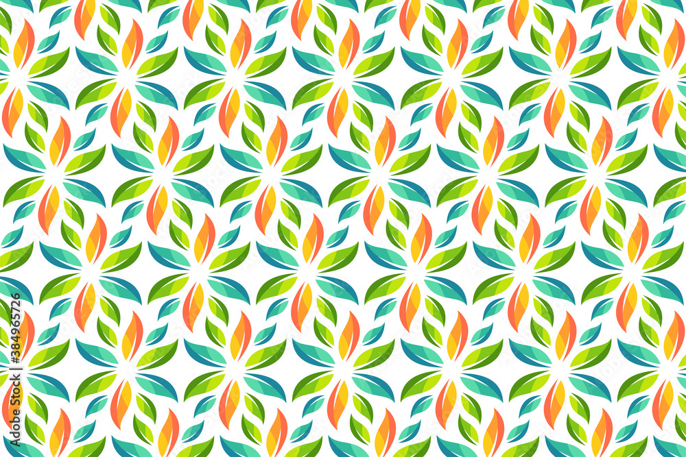 colorful modern leaf pattern design template use square layout. seamless pattern in white background. 