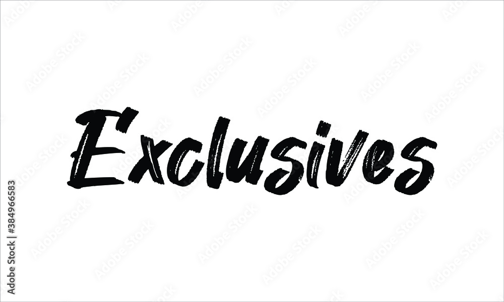 Exclusives Typography Hand drawn Brush lettering words in Black text and phrase isolated on the White background
