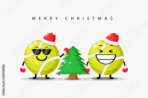 Cute tennis ball mascot welcomes Christmas