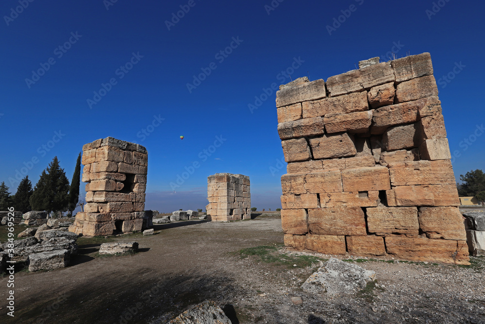 Turkey, Denizli Pamukkale, February 3, 2020 and the ancient city of Hierapolis. 