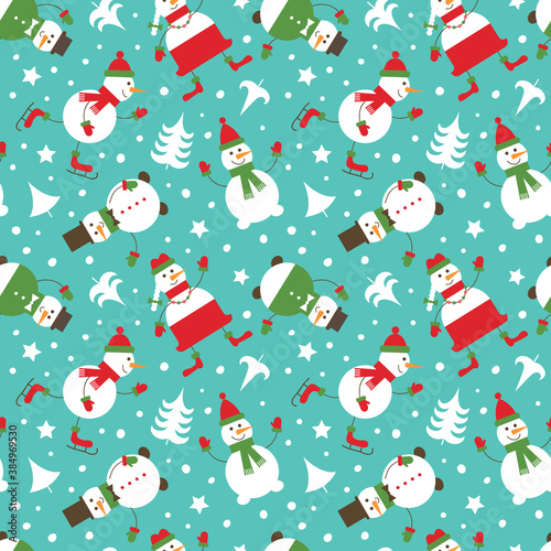 Simple Christmas seamless pattern with snowmen.