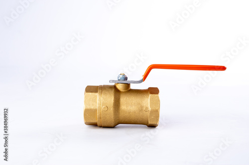 Ball valve brass on white background