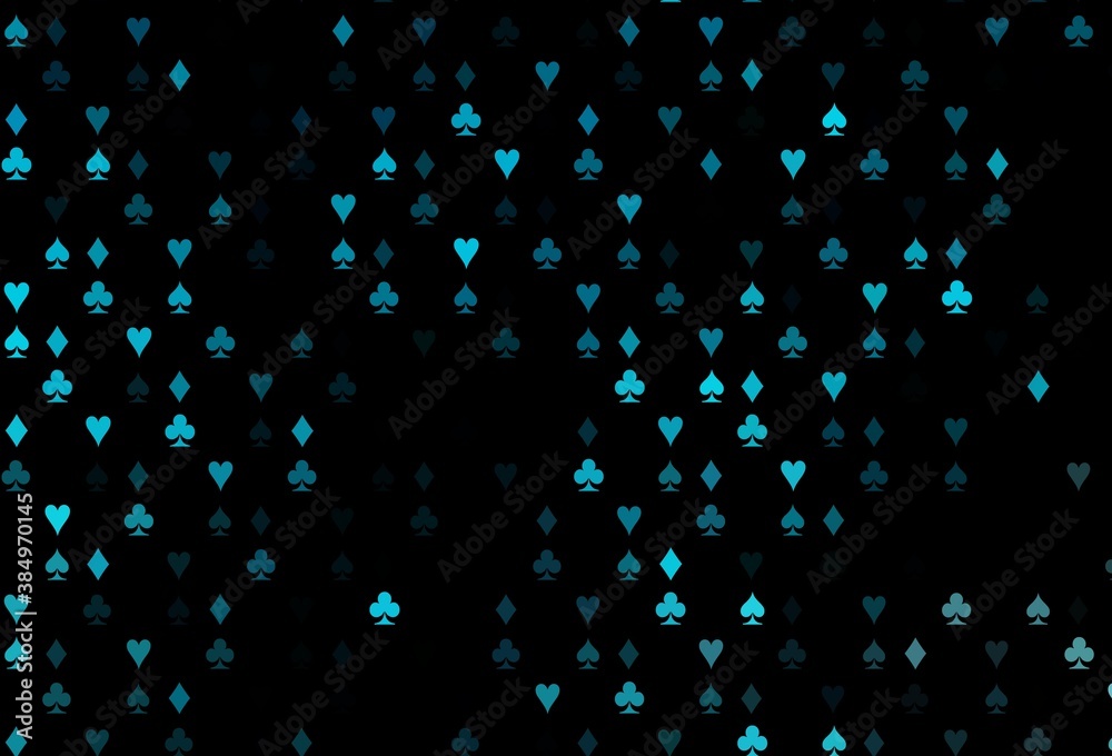 Dark BLUE vector cover with symbols of gamble. Dark BLUE vector cover with symbols of gamble.