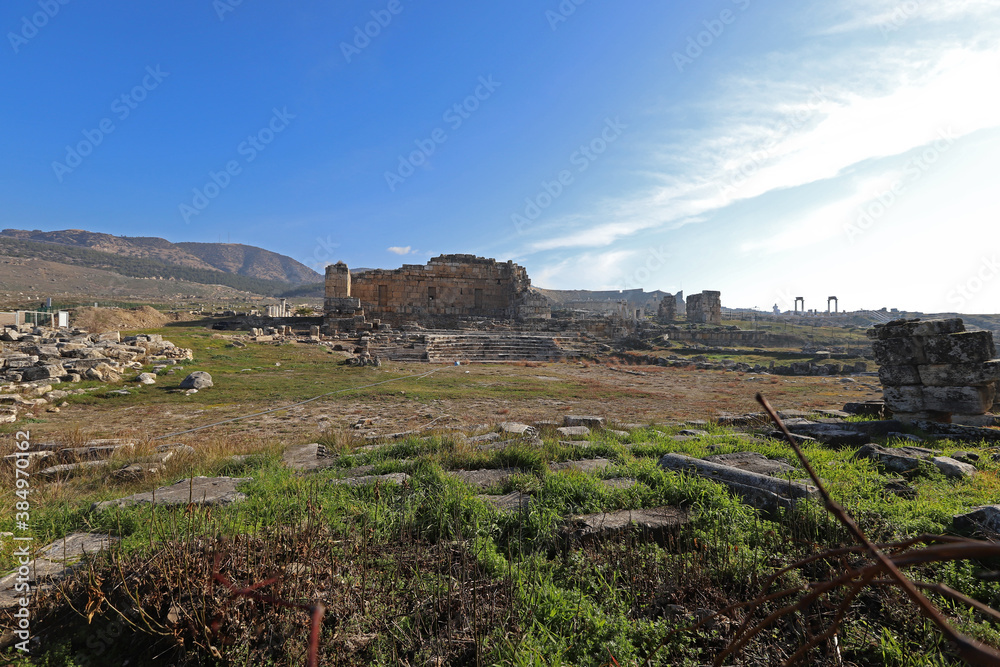 Turkey, Denizli Pamukkale, February 3, 2020 and the ancient city of Hierapolis. 