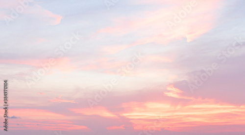 Dramatic colorful sky with afterglow and illuminated clouds