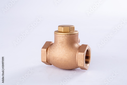 Konstfotografi Swing check valve brass isolated on white background