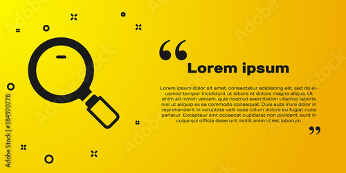 Black Magnifying glass icon isolated on yellow background. Search, focus, zoom, business symbol. Vector.