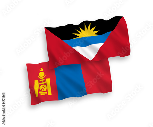 Flags of Mongolia and Antigua and Barbuda on a white background