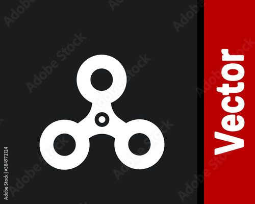 White Fidget spinner icon isolated on black background. Stress relieving toy. Trendy hand spinner. Vector.