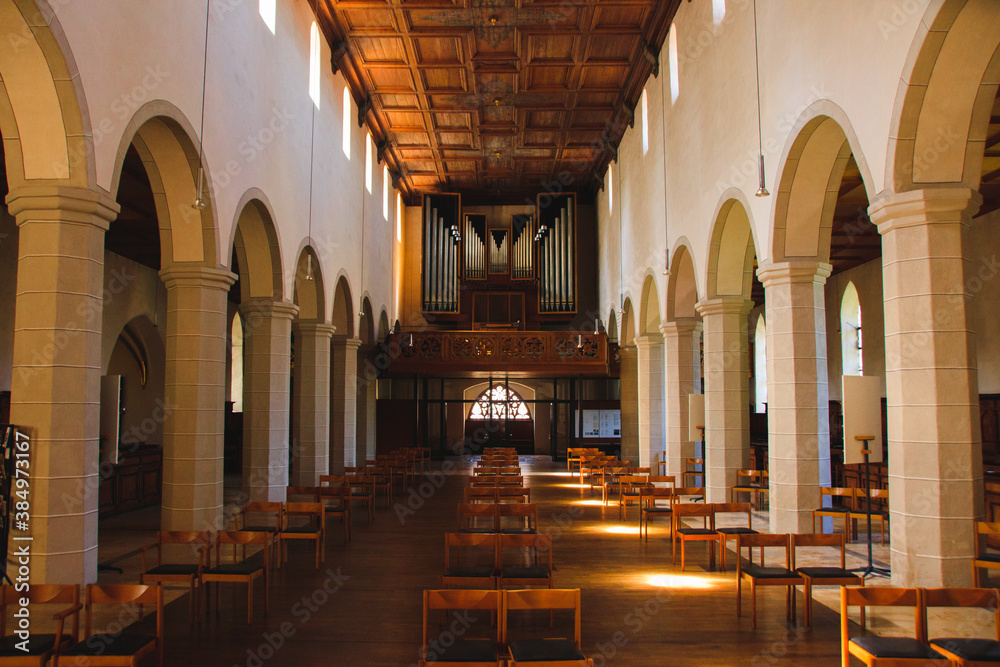 Fototapeta premium Inside a church in Isny im Allgäu, Germany