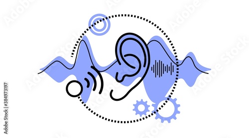 ear icon line. Hearing, listen symbol isolated . Vector illustration