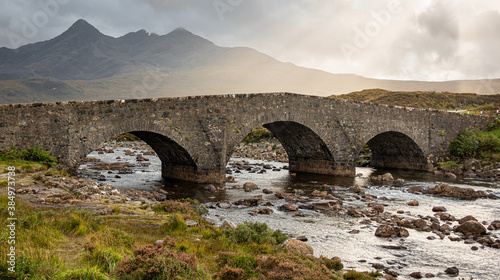 Crossing the river Sligachan at Sligachan is the old three arched bridge