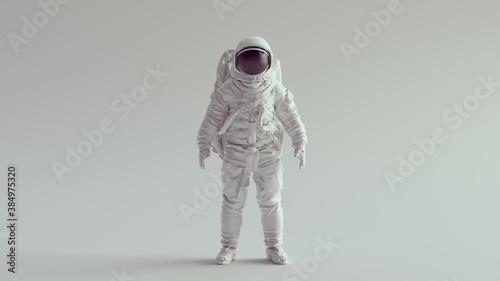 White Astronaut with Black Visor Front View 3d illustration
