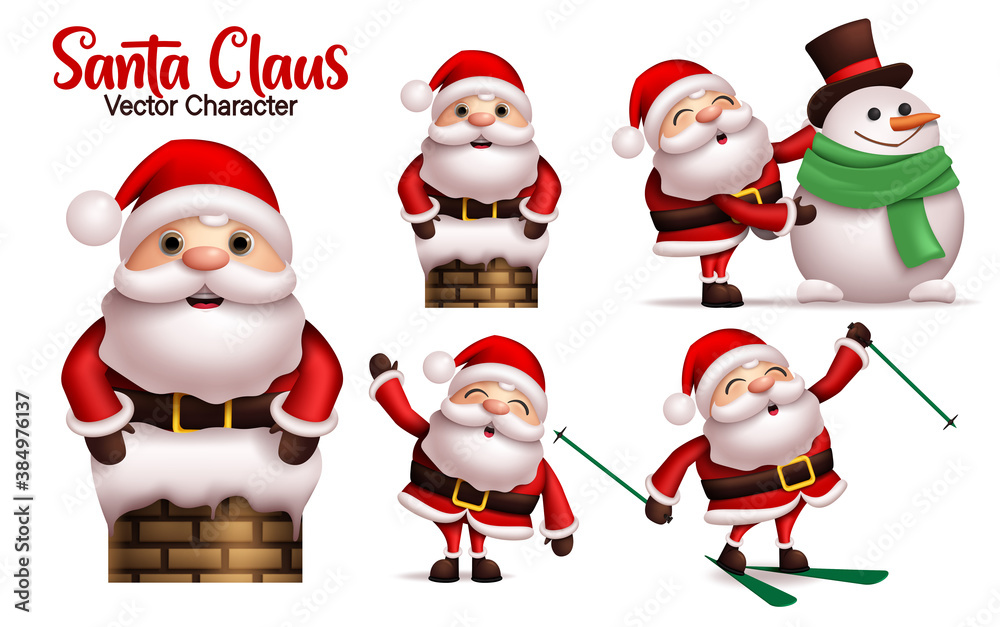 Santa claus vector character set. Santa claus characters in different winter outdoor activities like skating and playing snowman for holiday season 3d realistic design. Vector illustration.
Santa claus vector character set. Santa claus characters in different winter outdoor activities like skating and playing snowman for holiday season 3d realistic design. Vector illustration.