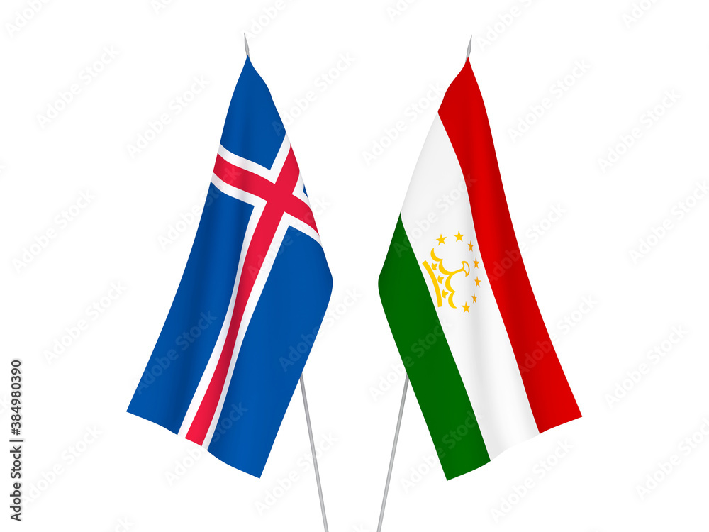 Iceland and Tajikistan flags