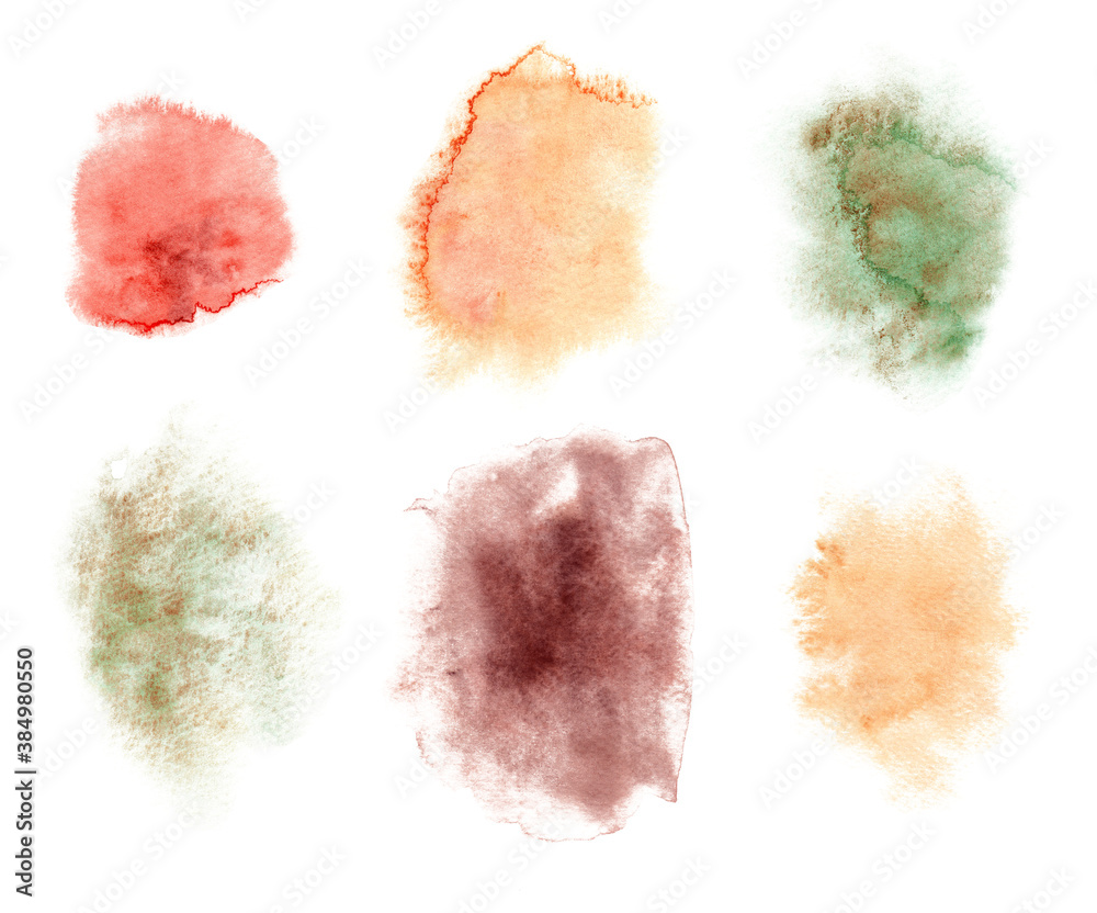 Colorful abstract watercolor stain isolated on white. Modern creative background for trendy design.