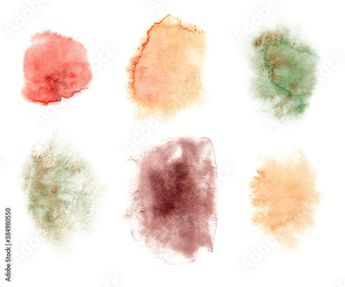 Obraz na płótnie Colorful abstract watercolor stain isolated on white. Modern creative background for trendy design. w salonie