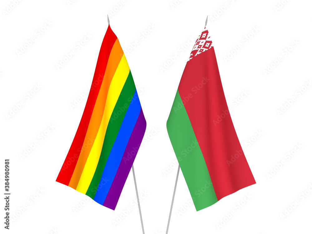 Belarus and Rainbow gay pride flags Belarus and Rainbow gay pride flags