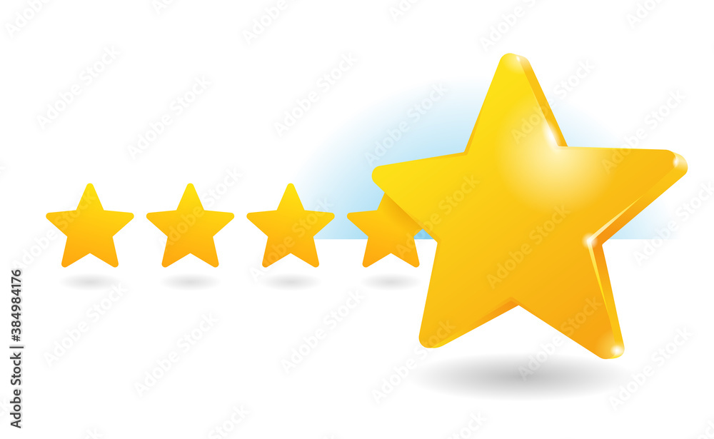 Rating stars in creative 3D decoration - motivation for positive feedback Rating stars in creative 3D decoration - motivation for positive feedback