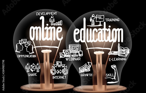 Light Bulbs with Online Education Concept