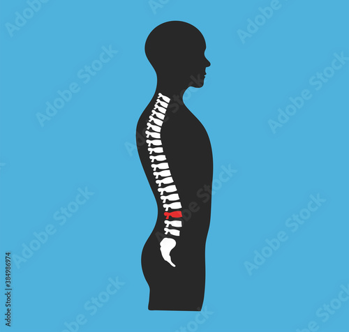 Human silhouette and spine. Back pain problem. Health care concept.