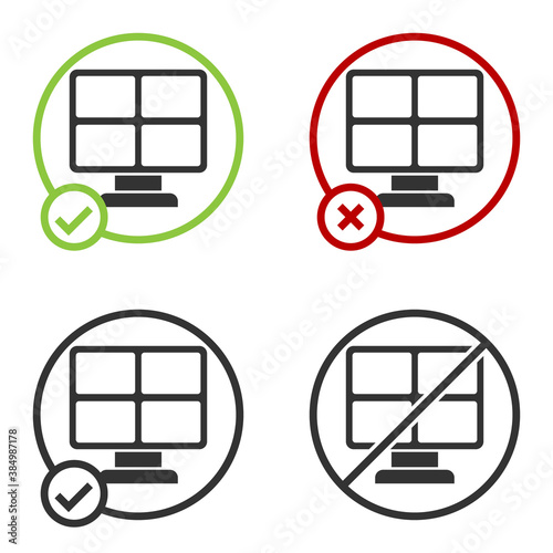 Black Solar energy panel icon isolated on white background. Circle button. Vector.