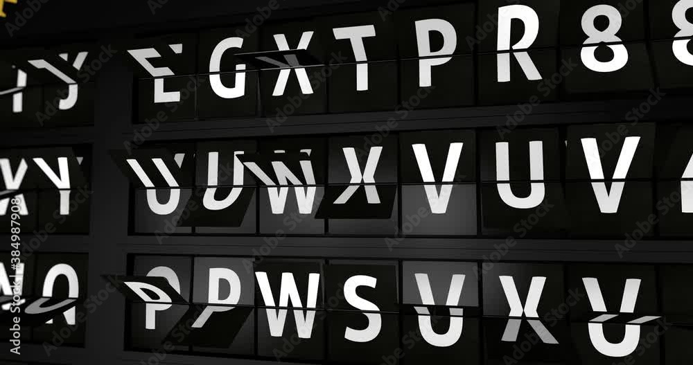 3D generated animation, analog flight information display board with the arrival city of Sofia, 4 different animations 3D generated animation, analog flight information display board with the arrival city of Sofia, 4 different animations
