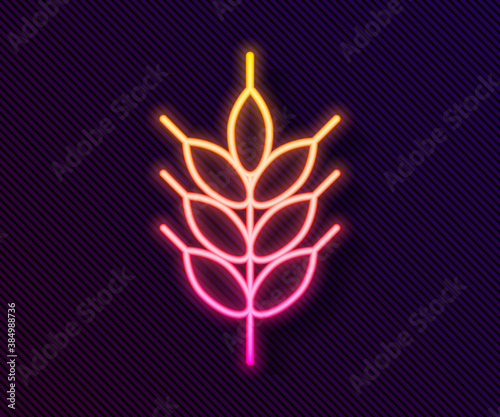 Glowing neon line Hop icon isolated on black background. Vector Illustration.