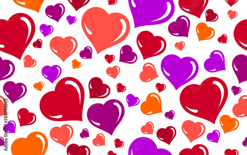Red love hearts seamless vector background, endless wallpaper passion symbols, Valentine Day dating theme.