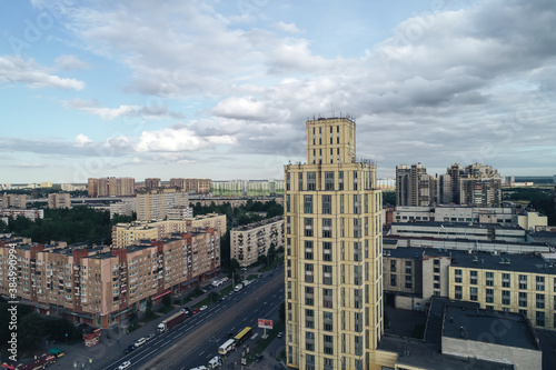 Aerial Townscape of Saint Petersburg City. Kalininsky District