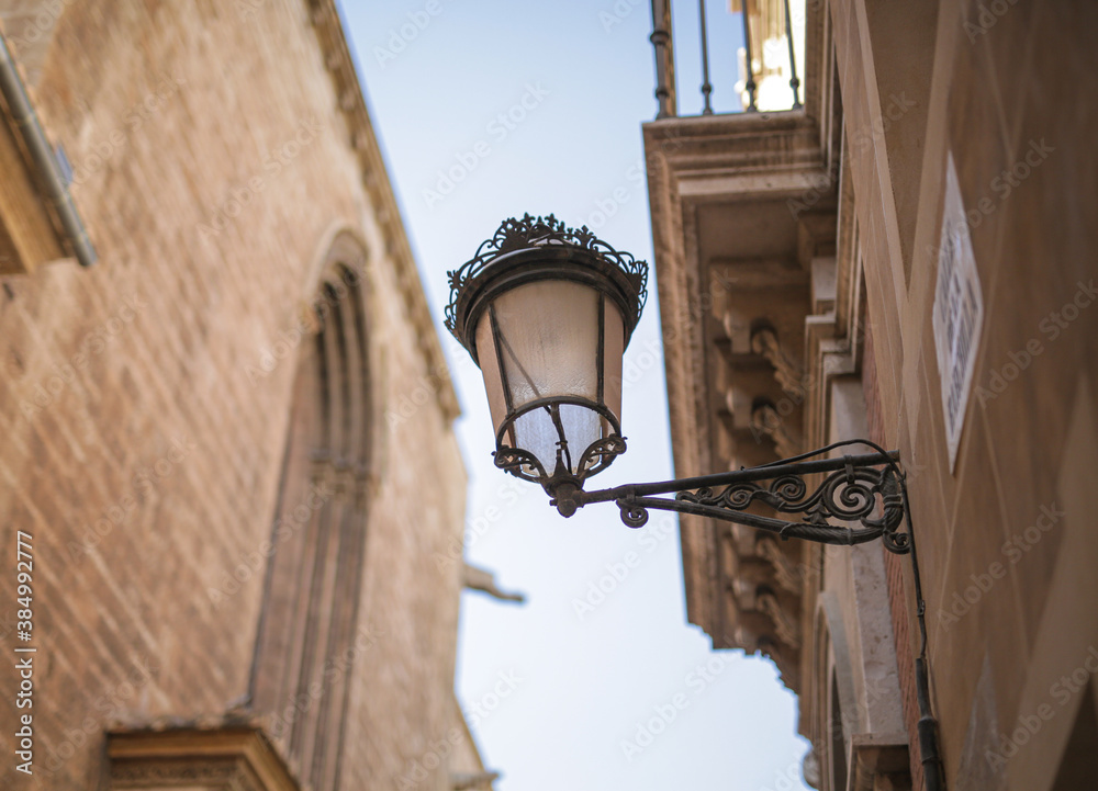 Old fashioned street light in a Spanish city