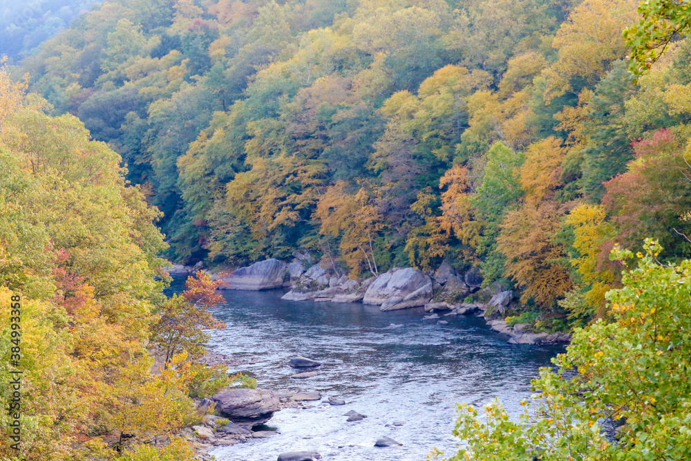 Youghiogheny river in Pennsylvania, Autumn landscape.