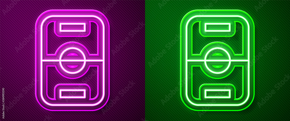 Glowing neon line Hockey table icon isolated on purple and green background. Vector. Glowing neon line Hockey table icon isolated on purple and green background. Vector.