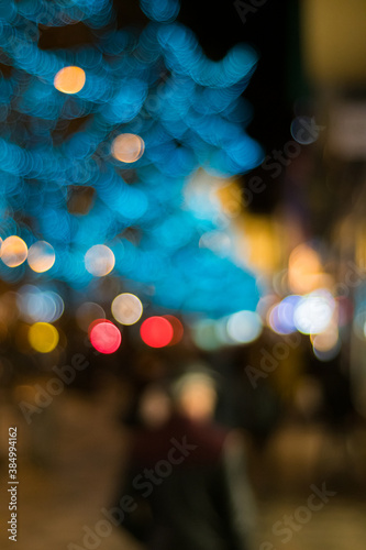 Bokeh Christmas tree lights in Prague