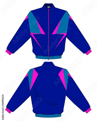 retro vintage windbreaker hoodie jacket template
