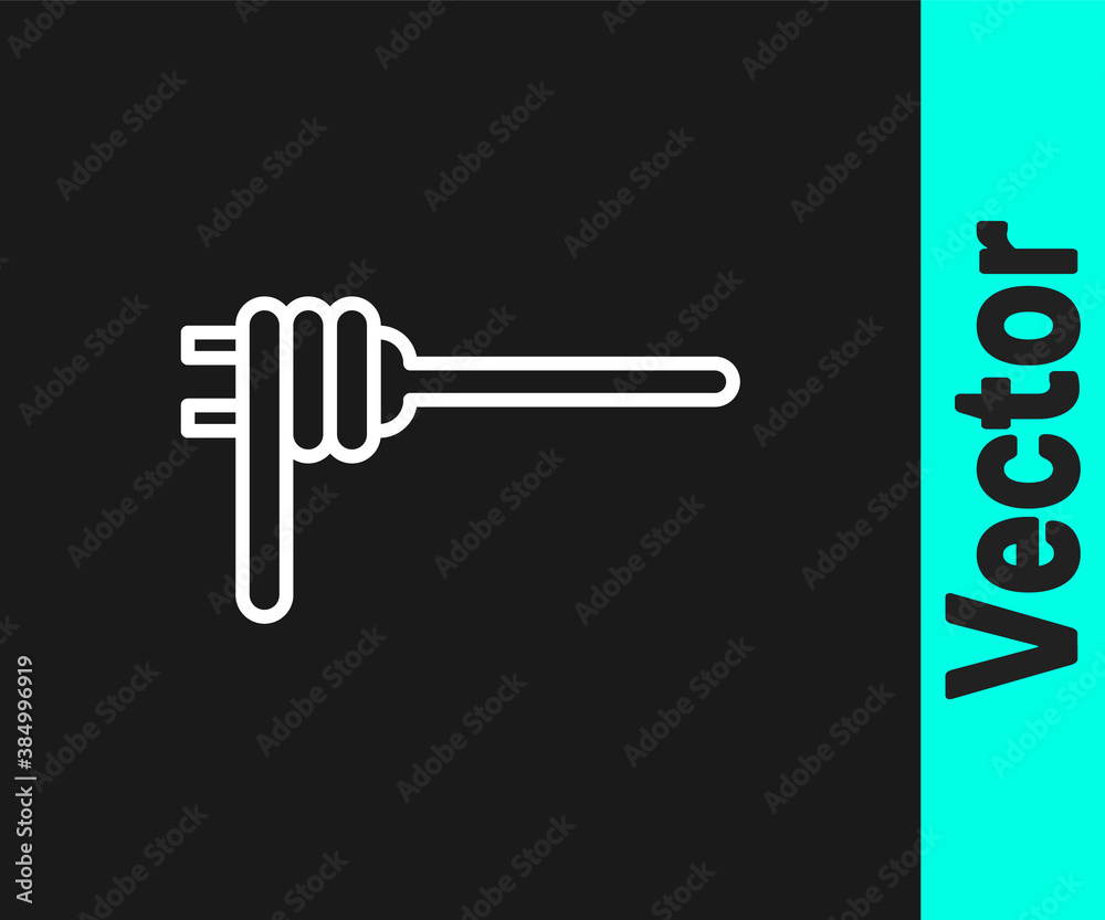 White line Pasta spaghetti on the fork icon isolated on black background. Italian restaurant. Vector. White line Pasta spaghetti on the fork icon isolated on black background. Italian restaurant. Vector.