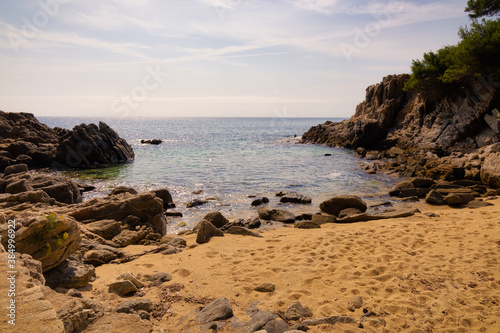 Coastal path of Sant. Antoni de Calonge to Aro beach - View of one of the coves that is on the coastal path from St Antoni Calonge to Aro beach. Costa Brava, Catalonia, Spain