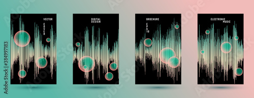 Music banners set with sound wave background.