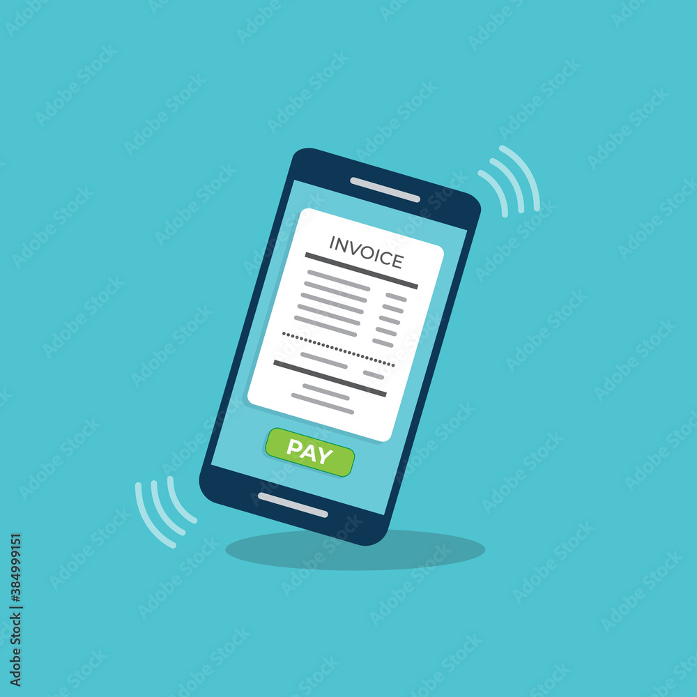 Notification on financial transaction. Smartphone with electronic bill. Vector illustration Notification on financial transaction. Smartphone with electronic bill. Vector illustration