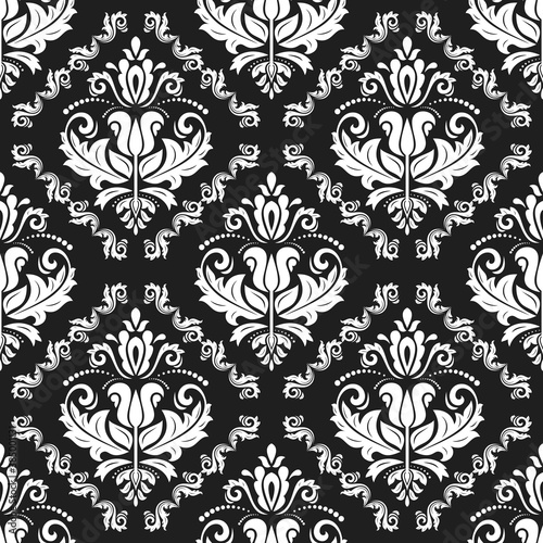 Classic seamless vector pattern. Damask orient dark ornament. Classic vintage background. Orient black and white ornament for fabric, wallpaper and packaging