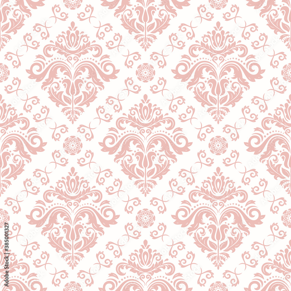 Orient vector classic pink and white pattern. Seamless abstract background with vintage elements. Orient background. Ornament for wallpaper and packaging