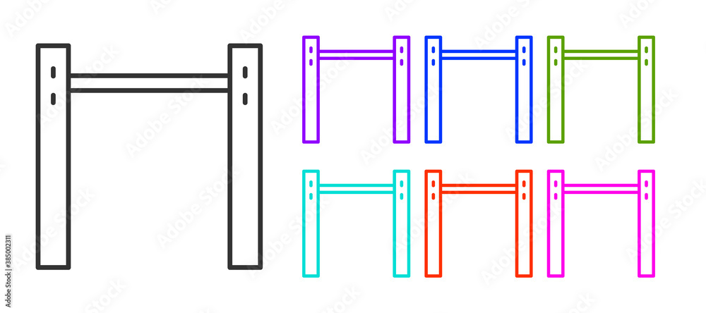 Black line Sport horizontal bar icon isolated on white background. Set icons colorful. Vector. Black line Sport horizontal bar icon isolated on white background. Set icons colorful. Vector.