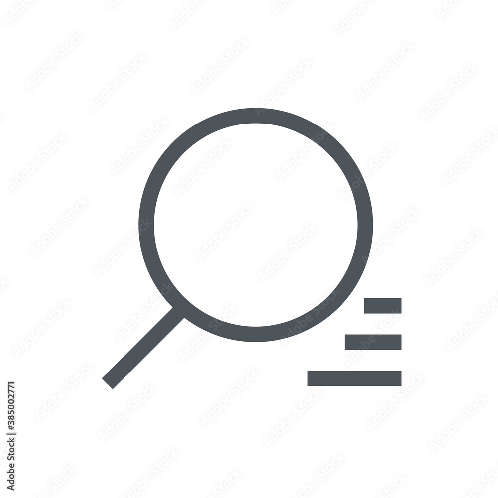 Magnifier icon as a search symbol. Vector flat design illustration Magnifier icon as a search symbol. Vector flat design illustration