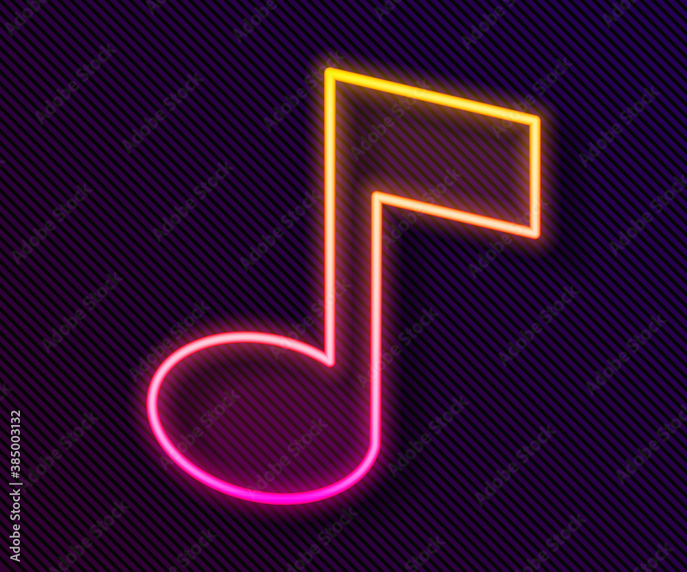 Glowing neon line Music note, tone icon isolated on black background. Vector. Glowing neon line Music note, tone icon isolated on black background. Vector.