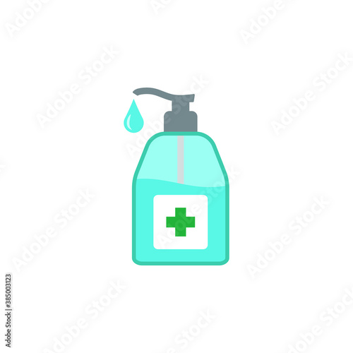 Hand sanitizer pump bottle, washing gel, alcohol gel, illustration, Vector, isolated on white background