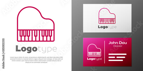 Logotype line Grand piano icon isolated on white background. Musical instrument. Logo design template element. Vector.