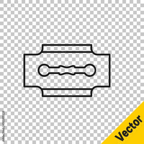 Black line Blade razor icon isolated on transparent background. Vector.
